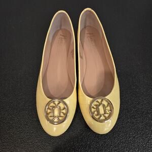 Nanette Lapore Haylie Ballet Flats Yellow Crocodile Embossed Sz 9.5M Officecore